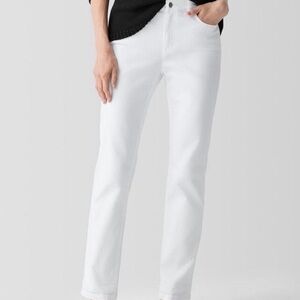 Eileen Fisher Jeans 12 Womens Slim Leg Straight Stretch organic cotton spandex